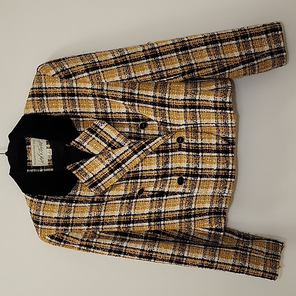 Lord & Taylor Vintage Plaid Double-Breasted  Tweed Blazer Jacket Size 4 - Picture 2 of 16